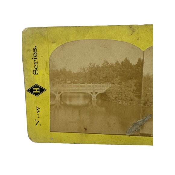 Antique Stereoscope Card Oak Bridge Central Park NY - Picture 2 of 5